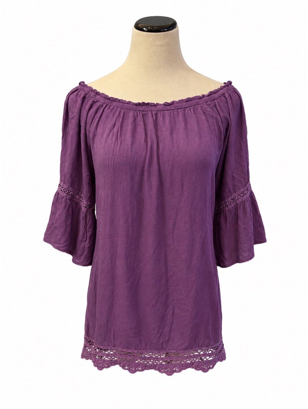 Flying Tomato Purple Boho Bell Sleeve Top Sz M